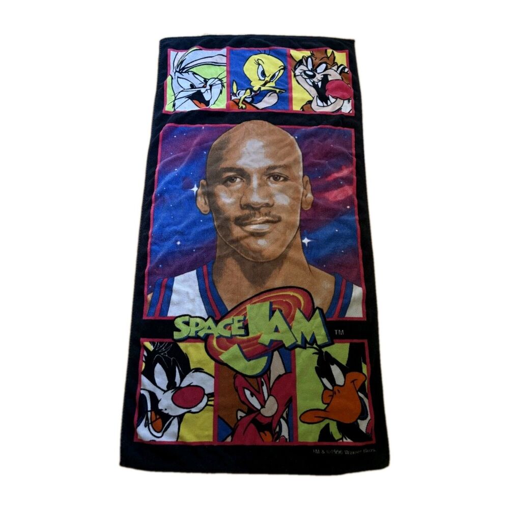Vintage 1996 Space Jam Michael Jordan Warner Bros Beach Towel 54.5" x 27"